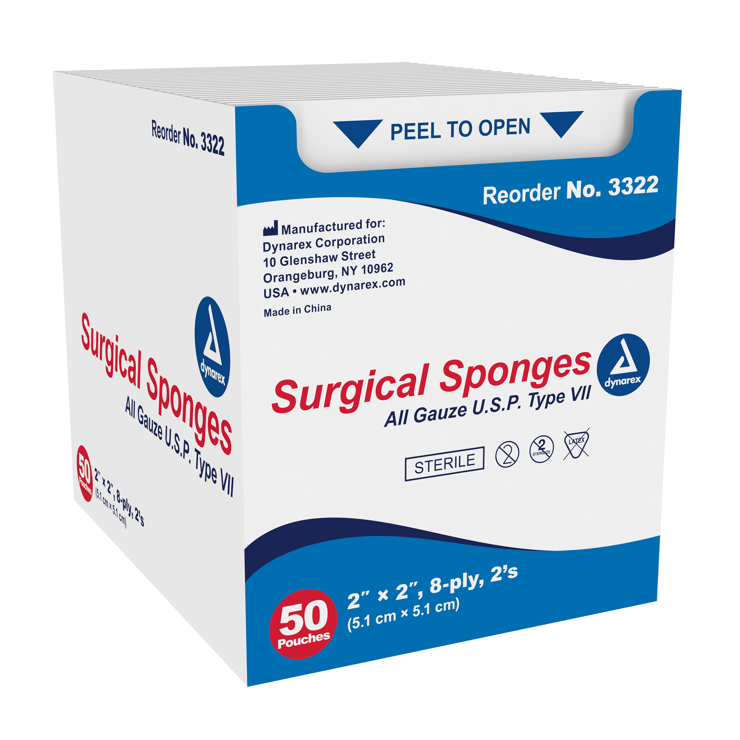 Surgical Gauze Sponge Sterile 10s 4x 4in 12 Ply (3345)